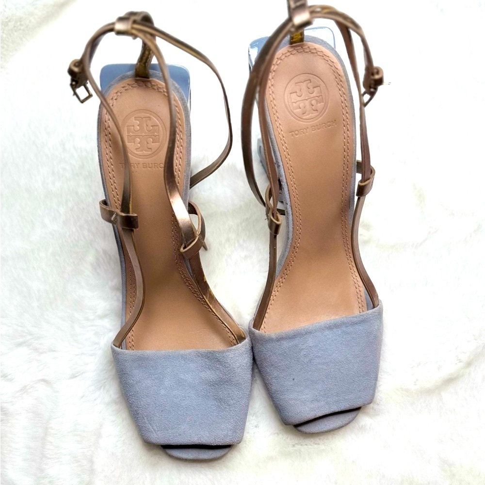 Tory Burch Gray and Brown Architectural Heels